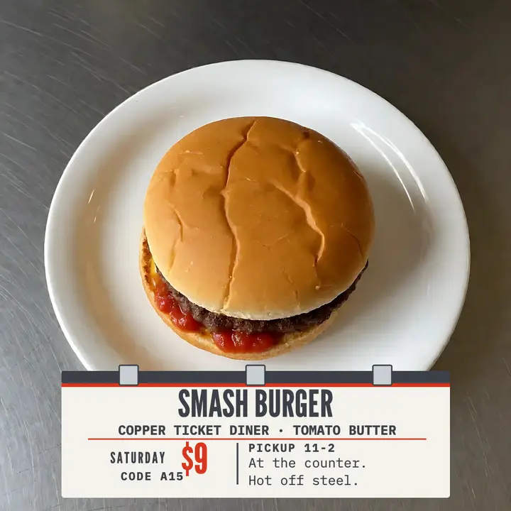 Copper Ticket smash burger special template