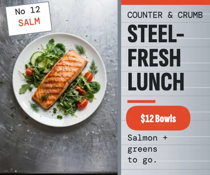 Counter and Crumb steel lunch ad template