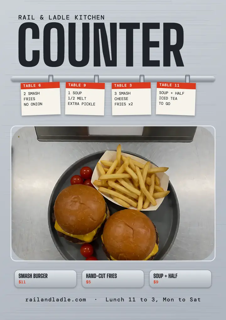 Rail and Ladle counter lunch flyer template