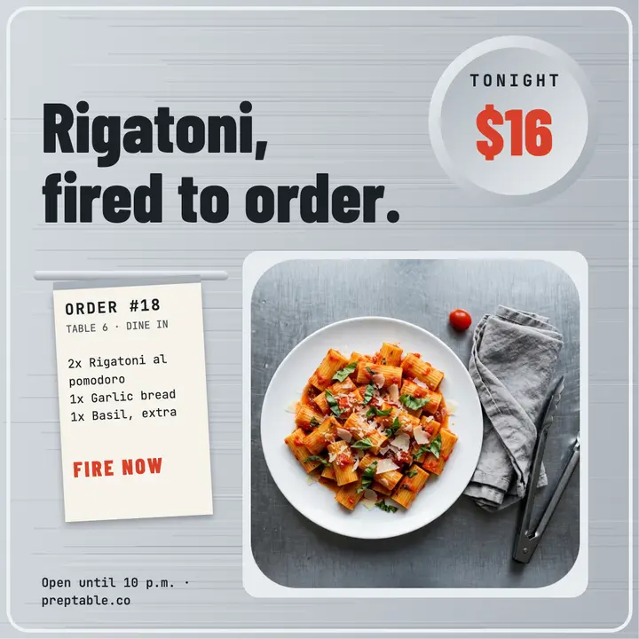 Prep Counter rigatoni special square post template