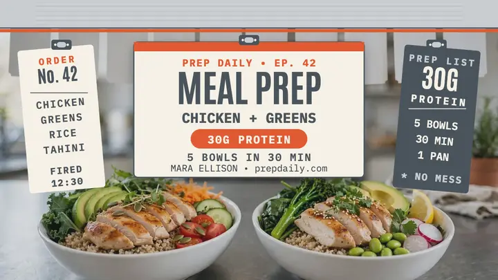 Prep Daily meal prep bowls thumbnail template