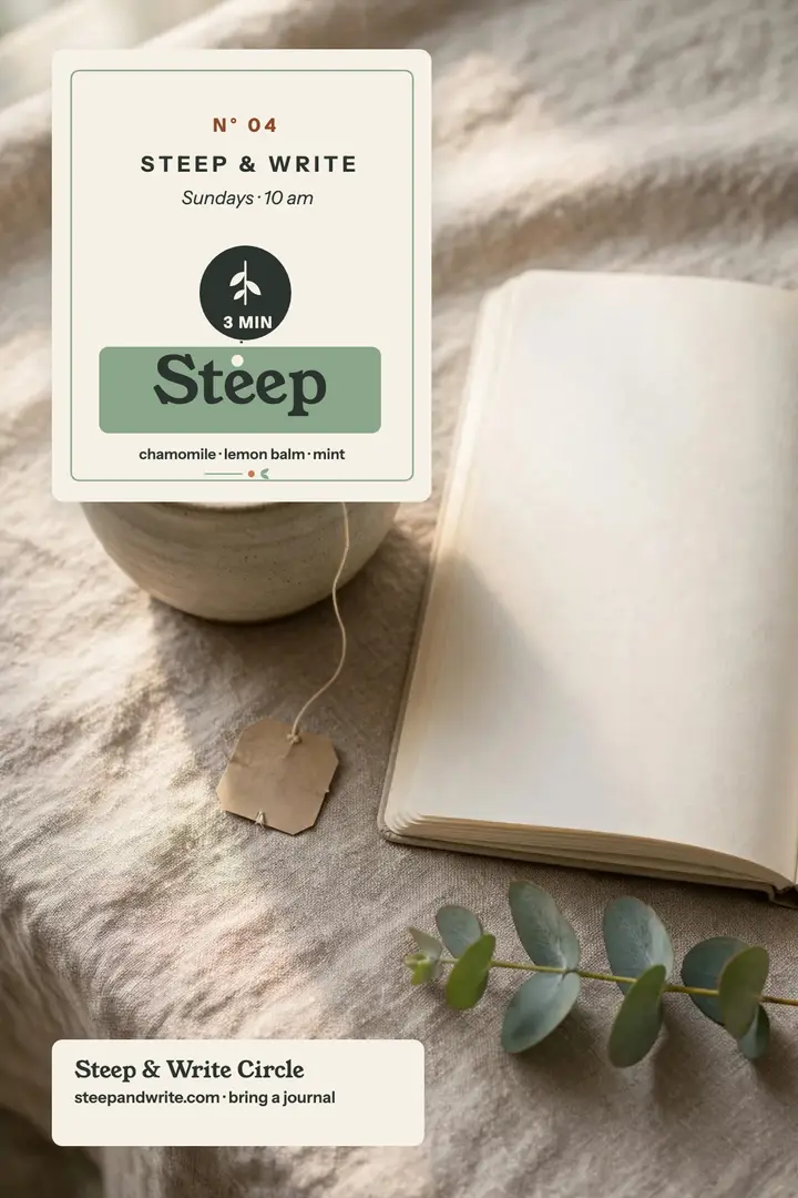 Steep and Write Sunday tea morning poster template
