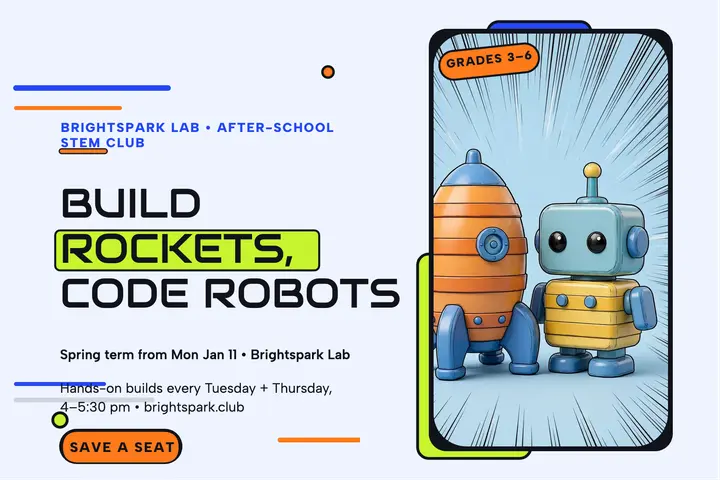 Brightspark Lab STEM club toon postcard template