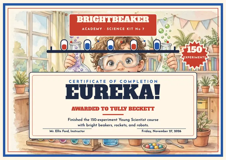 Brightbeaker Young Scientist STEM certificate template