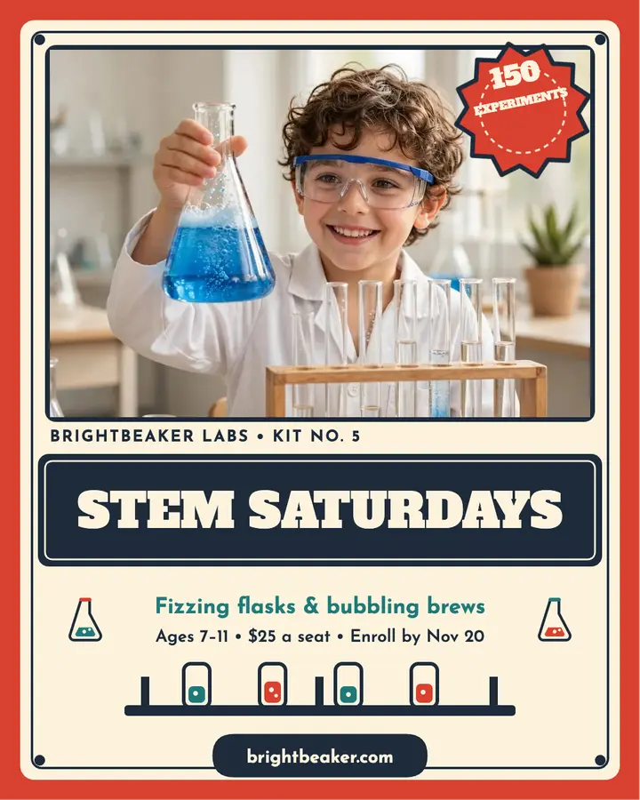 Brightbeaker STEM Saturdays science kit post template