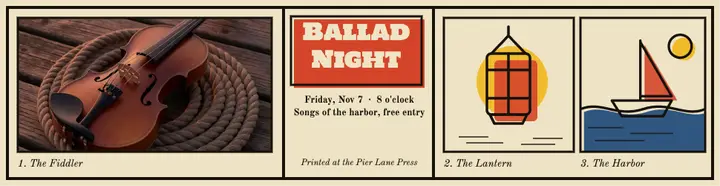 Harbor ballad night broadsheet billboard template