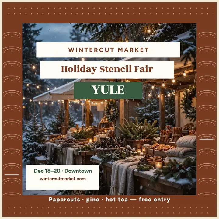 Wintercut holiday stencil market post: holiday market post template