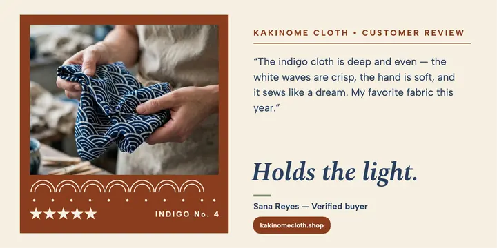 Kakinome Cloth indigo review post: customer review post template