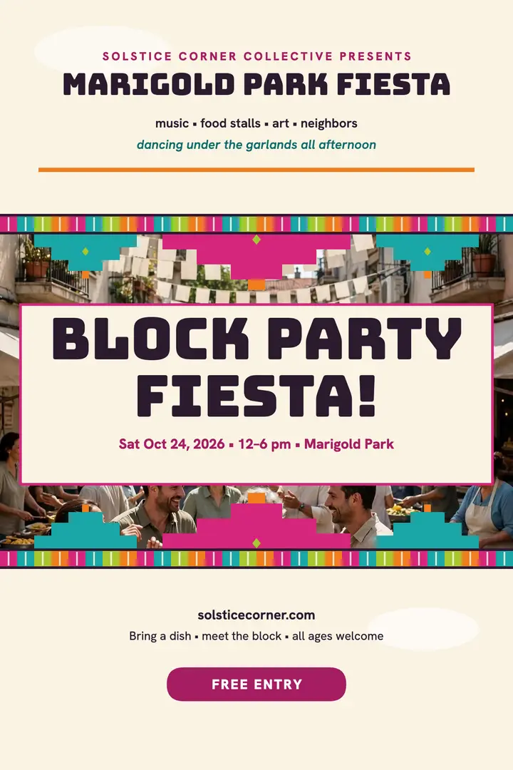 Stepped terrace block party poster template