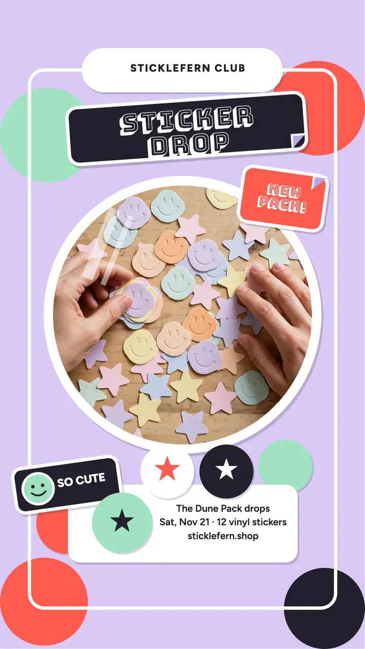 Sticklefern sticker club drop story template