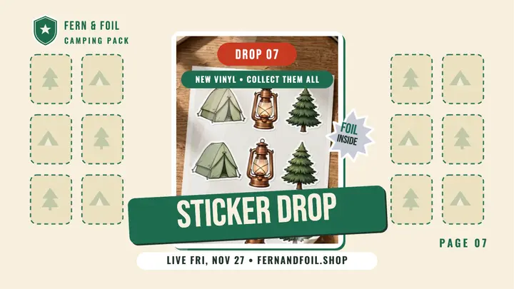Fern and Foil sticker pack drop thumbnail template