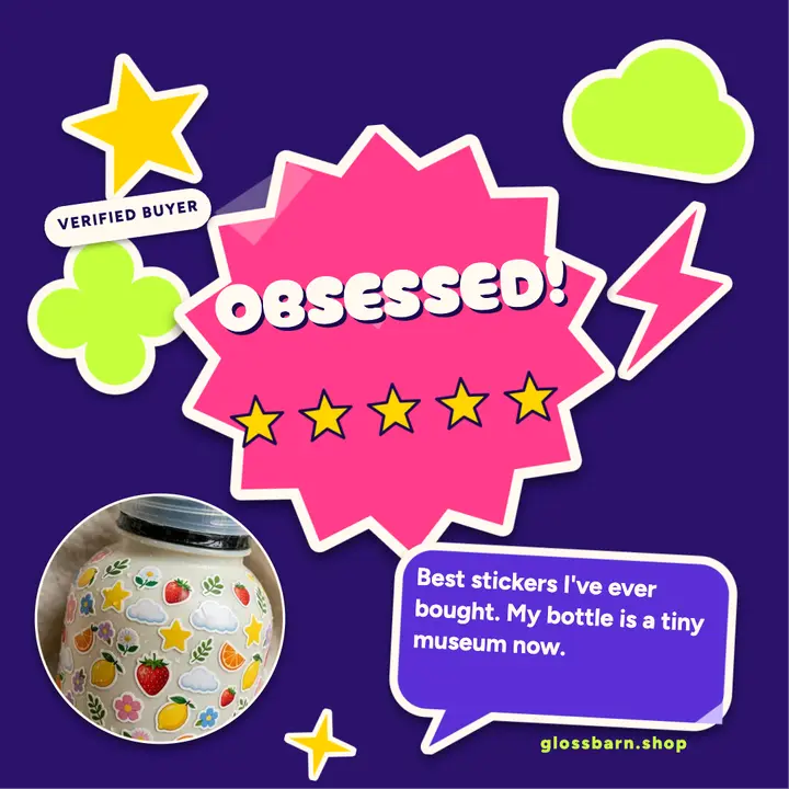 Glossbarn sticker pack review post template