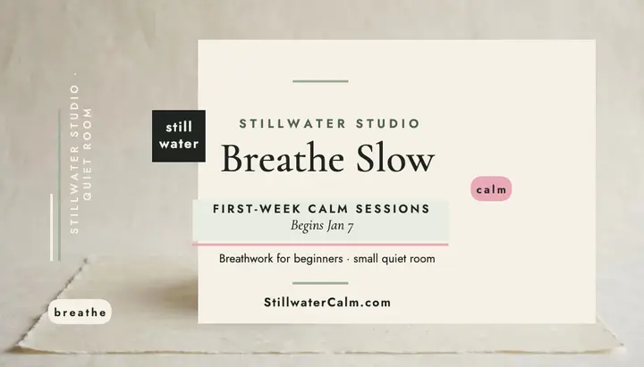 Stillwater Studio calm business card: meditation studio card template