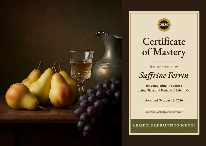 Chiarolume still life course certificate template