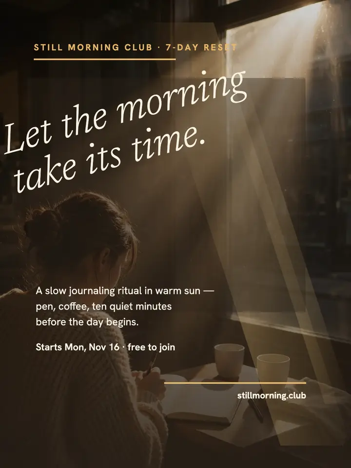 Still Morning Club journaling beams post template