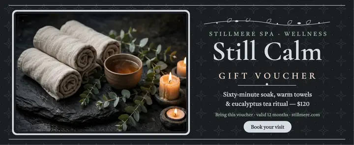 Stillmere spa Still Calm gift voucher: spa gift voucher template
