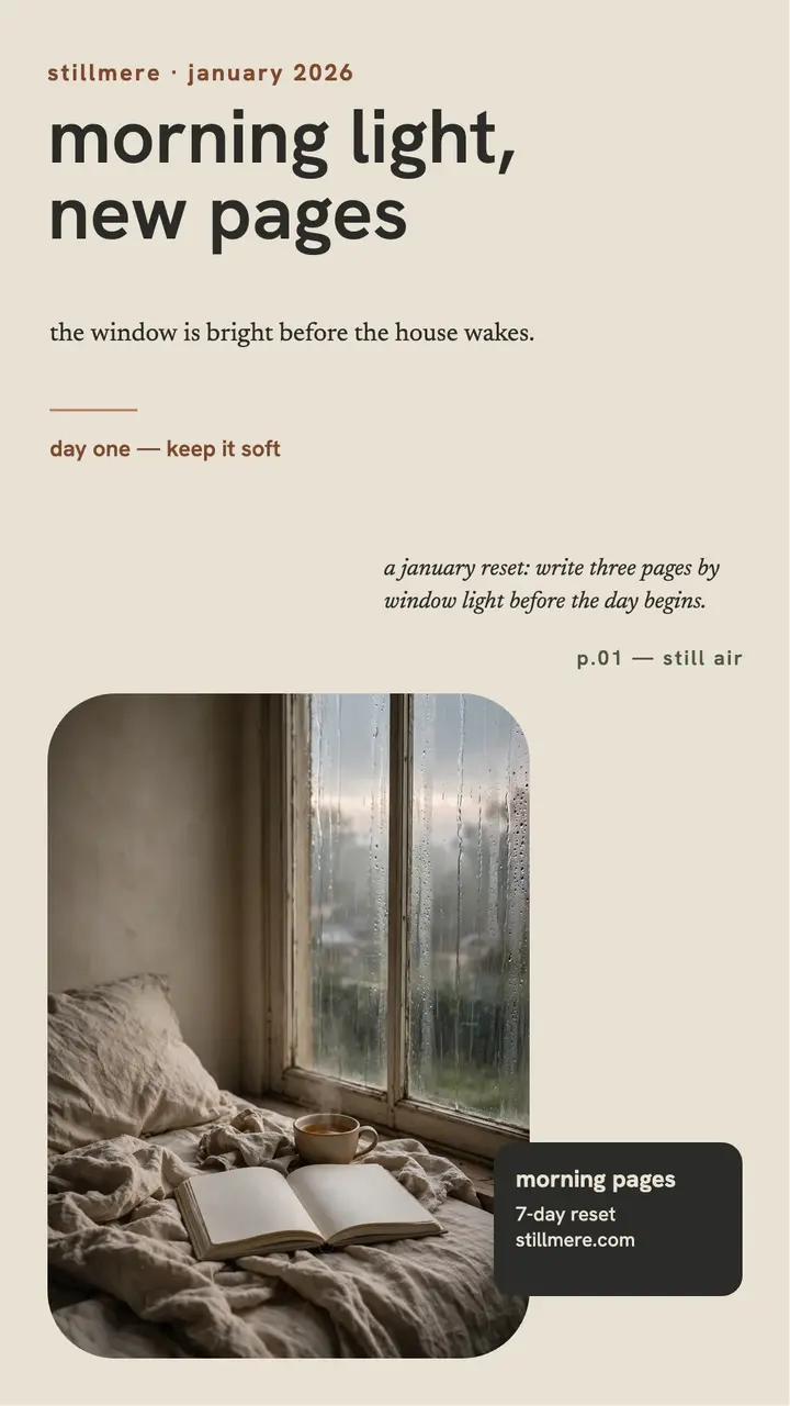 Stillmere morning pages reset story template