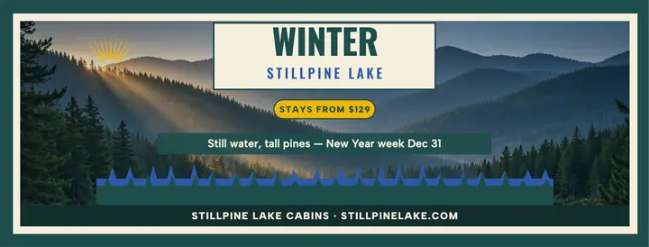 Stillpine Lake winter getaway cover template