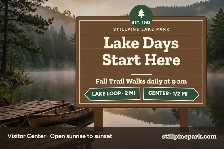 Stillpine Lake Park routed sign postcard template