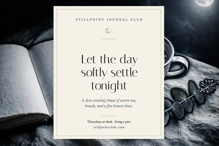 Stillpoint evening journaling postcard template