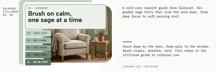 Stillroom calm sage palette header: wellness header template