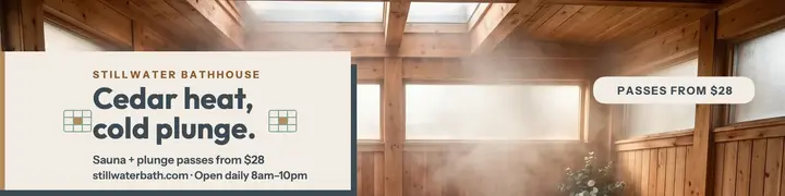 Stillwater Bathhouse sauna and plunge banner: bathhouse linkedin banner template