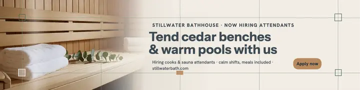 Stillwater hiring banner, bathhouse: bathhouse hiring banner template