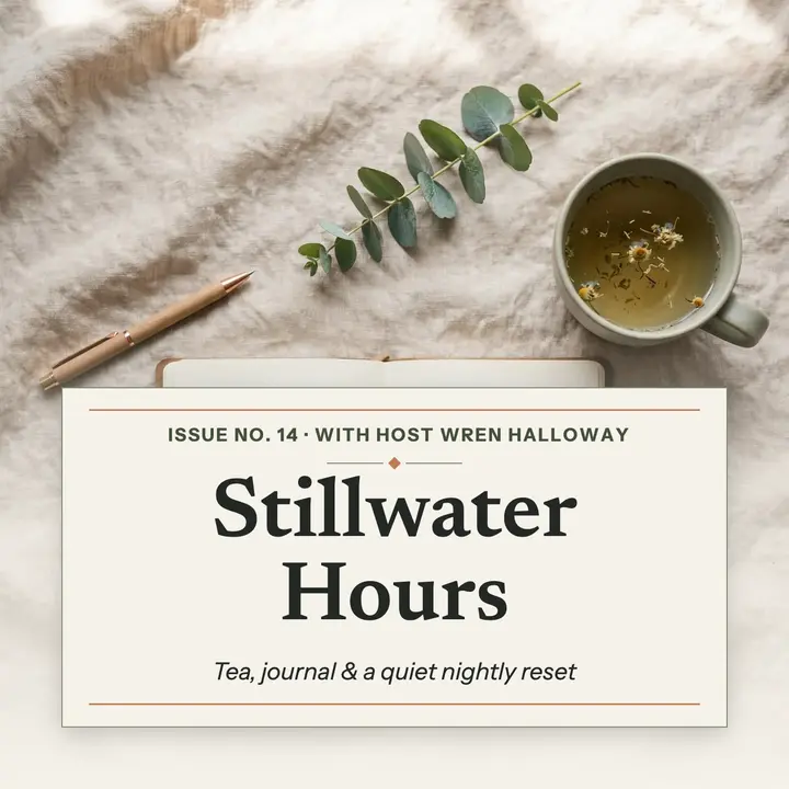 Stillwater Hours journaling podcast cover: journaling podcast cover template