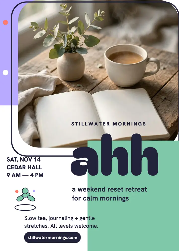 Stillwater Mornings reset retreat invitation: retreat invitation template