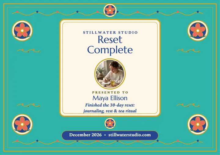 Stillwater 30-day reset certificate, cloisonne template