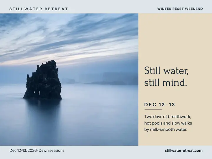 Stillwater Retreat winter reset slide: spa retreat slide template