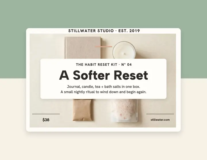 Stillwater habit reset kit flyer: self-care kit flyer template