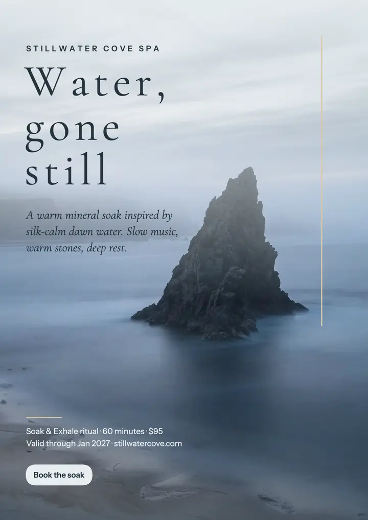 Stillwater Cove calm soak flyer template