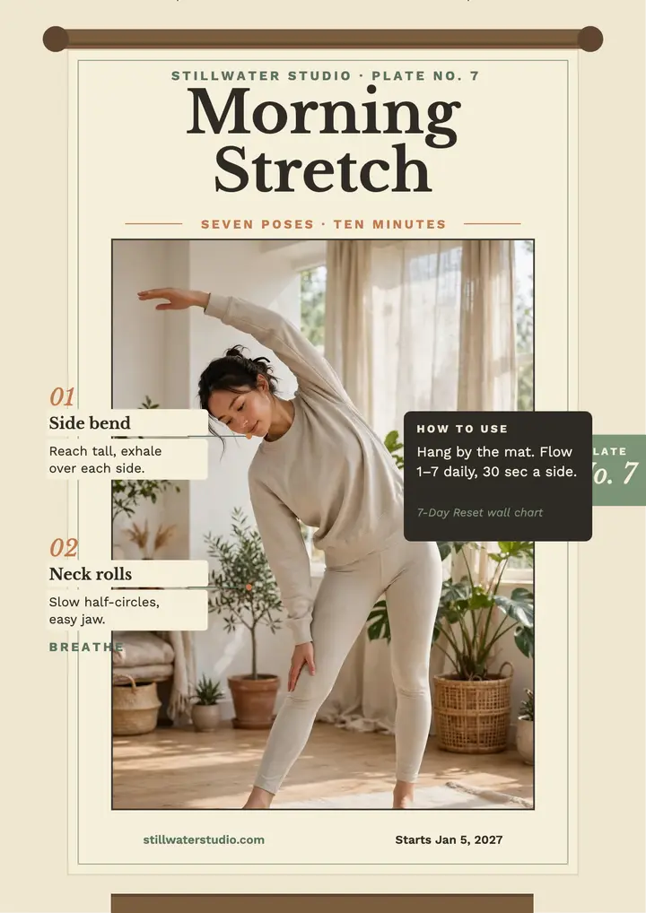 Stillwater morning stretch wall chart template