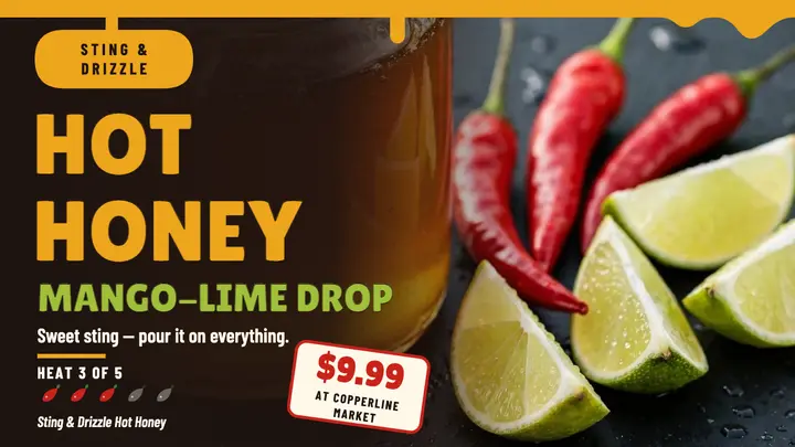 Sting and Drizzle hot honey drop thumbnail template