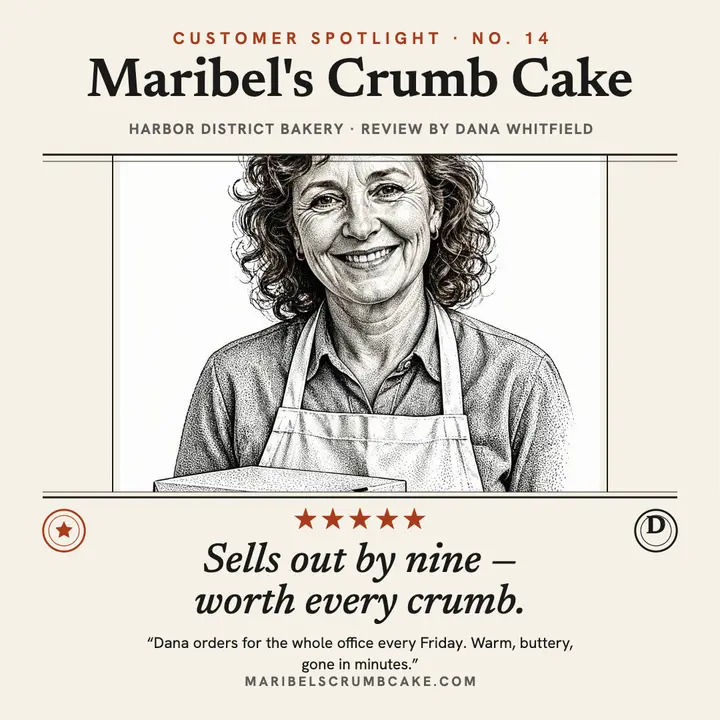 Maribel's bakery customer spotlight review: customer spotlight post template