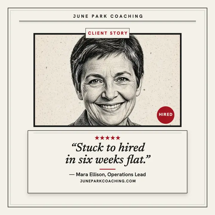 June Park coaching testimonial, newsprint template