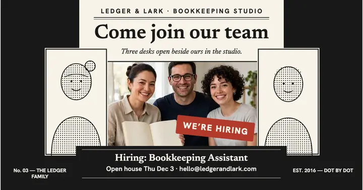 Ledger and Lark meet the team hiring post template