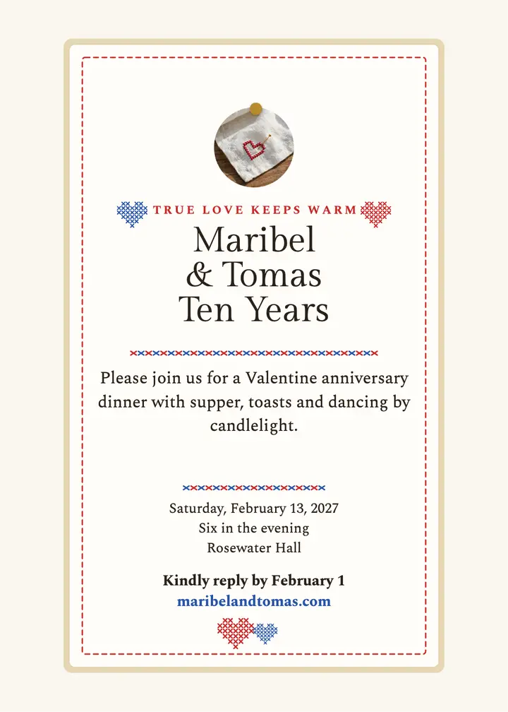 Maribel and Tomas stitched anniversary invitation template