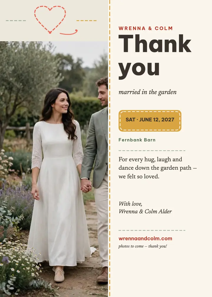 Wrenna and Colm garden thank-you template