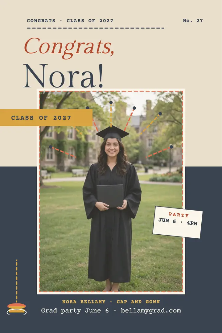 Nora Bellamy stitched graduation poster template