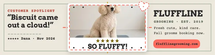 Fluffline Grooming review billboard template