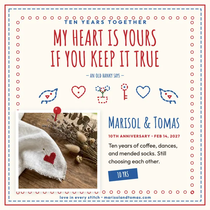 Marisol and Tomas stitched anniversary post template