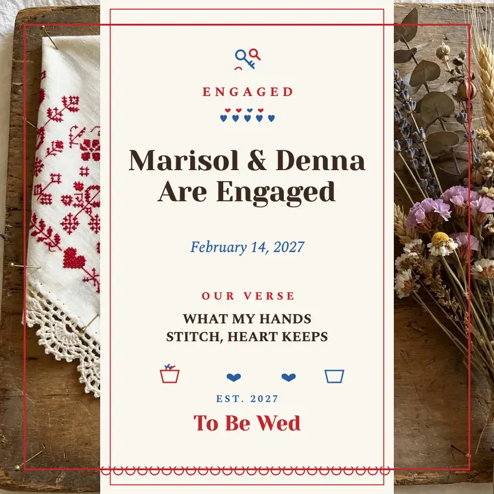 Stitched heart engagement, Marisol and Denna template
