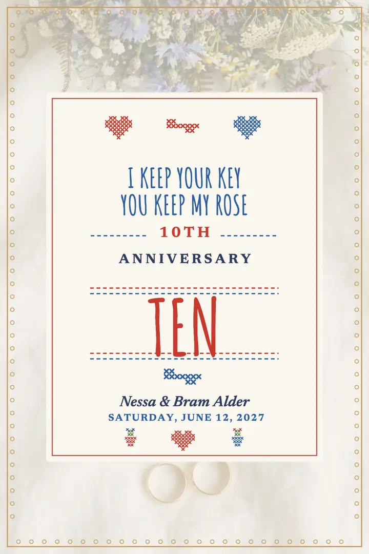 Nessa and Bram stitched anniversary poster template