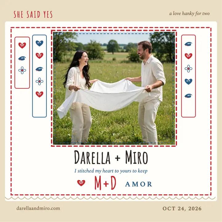 Darella and Miro stitched engagement template
