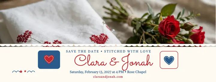 Clara and Jonah stitched invitation cover template