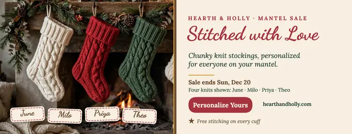 Hearth and Holly stocking mantel cover template