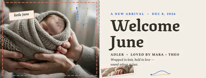 Stitched newborn welcome cover template