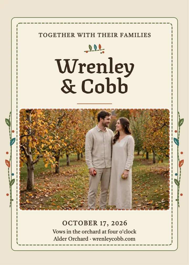 Wrenley and Cobb orchard invite template